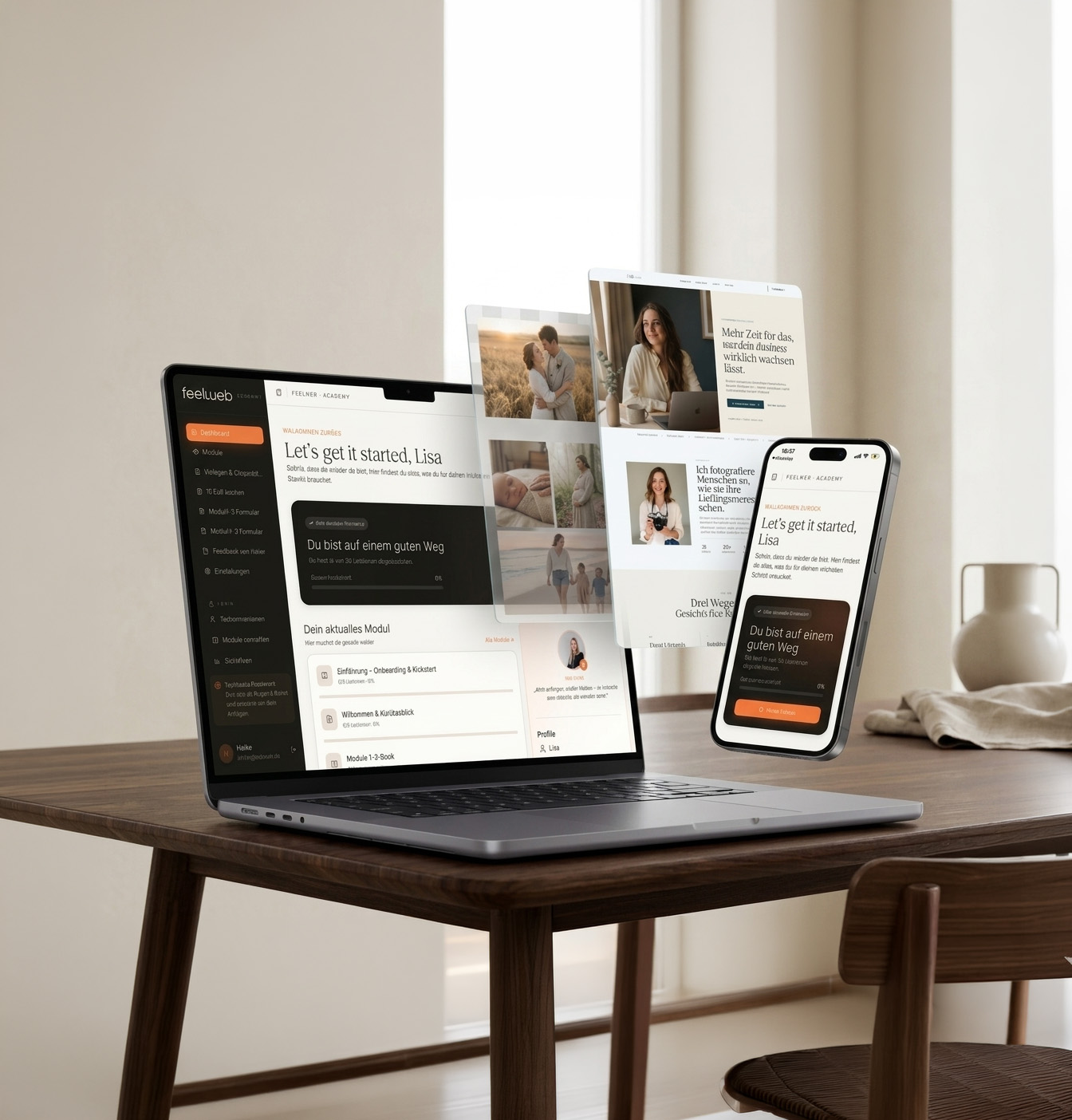 Kickstart your Website Kurs auf Laptop und Smartphone
