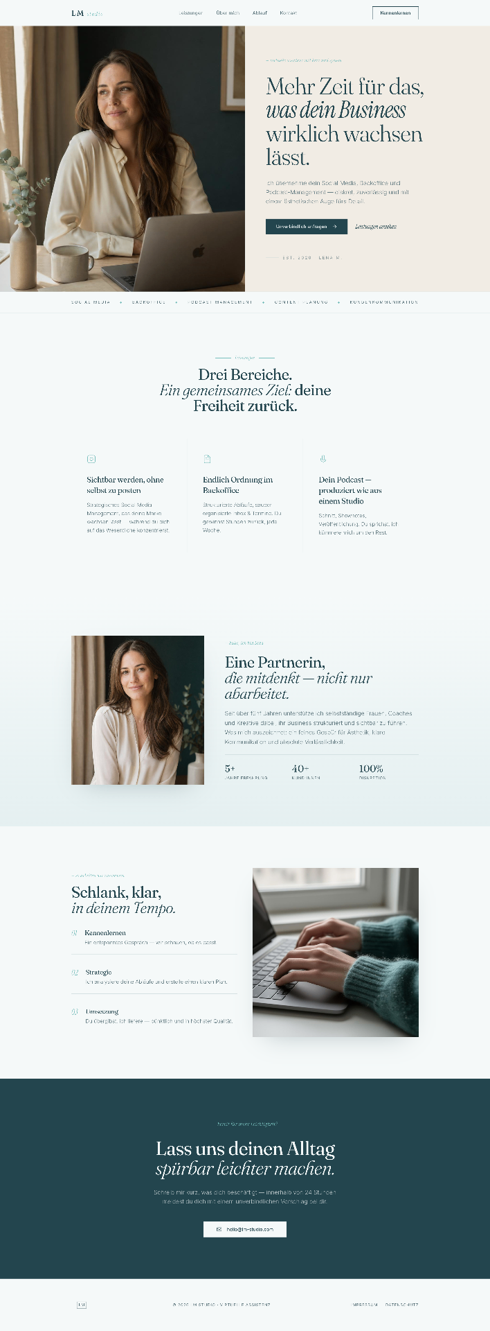 Website-Beispiel: LM Studio, Virtuelle Assistenz